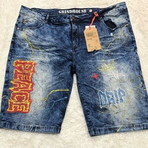 Grindhouse Denim Men's Blue Jean Shorts size 44 Peace